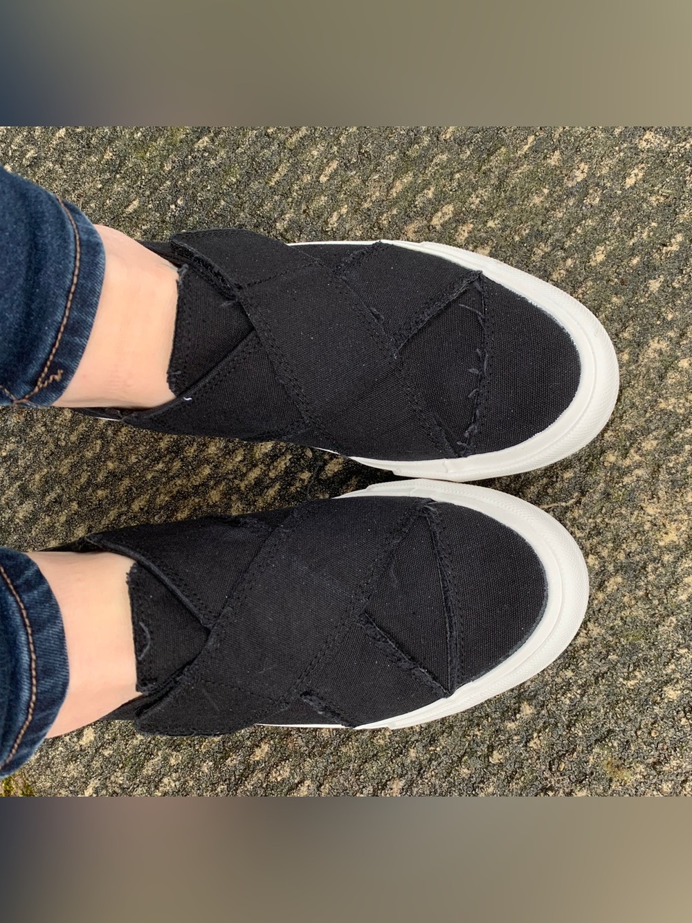 Gypsy Jazz Black Canvas Slip-On Sneakers with White Sole